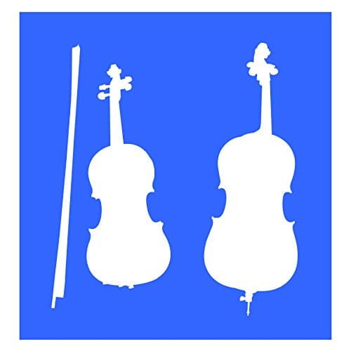 Auto Vynamics - Stencil-Music-Strings - Violin & Cello Individual Stencil from Detailed Musical Instruments Stencil Set! - 10-by-10-inch Sheet - Single Design