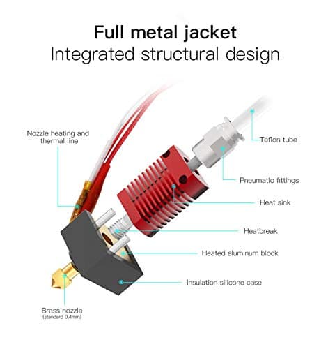 Creality 3D Printer Extruder Assembled MK8 Hot End Kit for Ender 3 / Ender 3 Pro with Aluminum Heating Block, 1.75mm, 0.4mm Nozzle