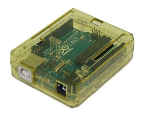 sb components Premium Arduino Uno Case Enclosure Protective Transparent Case Cover for Arduino UNO R3 (Yellow) - ROHS Compliant