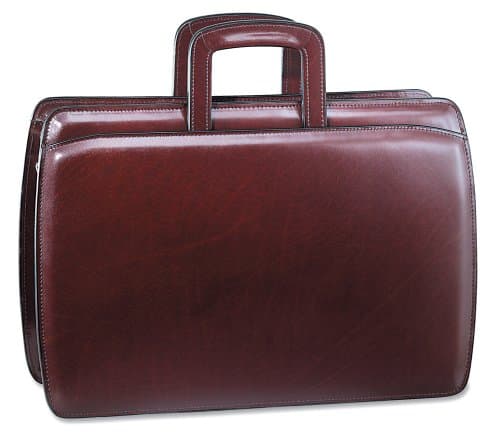 Jack Georges Mens [Personalized Initials Embossing] Elements Slim Leather Briefcase in Burgundy