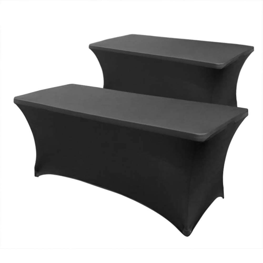 Hipinger 2 Pack Stretch Spandex Table Cover for 6 Ft Rectangle Tables, 72" Length x 30" Width x 30" Height Fitted Tablecloth for Standard Folding Tables - Black