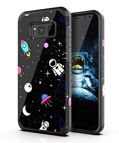 PBRO Galaxy S8 Case,Cute Astronaut Case Dual Layer Heavy Duty Hybrid PC+TPU Heavy Duty Protective Anti-Scratch Shockproof Fit for Samsung Galaxy S8 2017 Release Space/Black