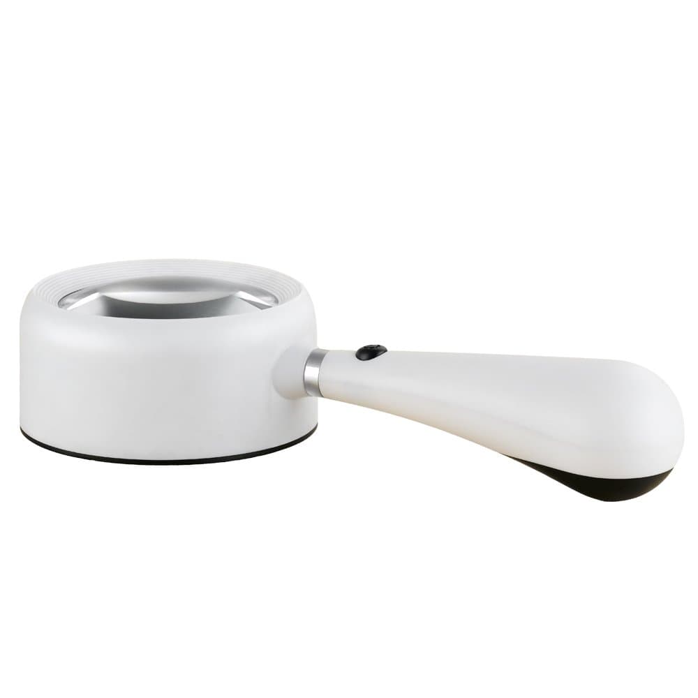 Magnifier G-111-060 60mm Microscope Handheld Magnifying Glass Led Lights Loupe Read Work Repaire Jewelry Diamond 18x7.7x3.9cm (WHITE)