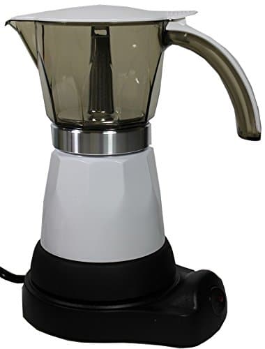 Electric Espresso Coffee Maker. 1 to 3 cups adjustable capacity. Silver finish
