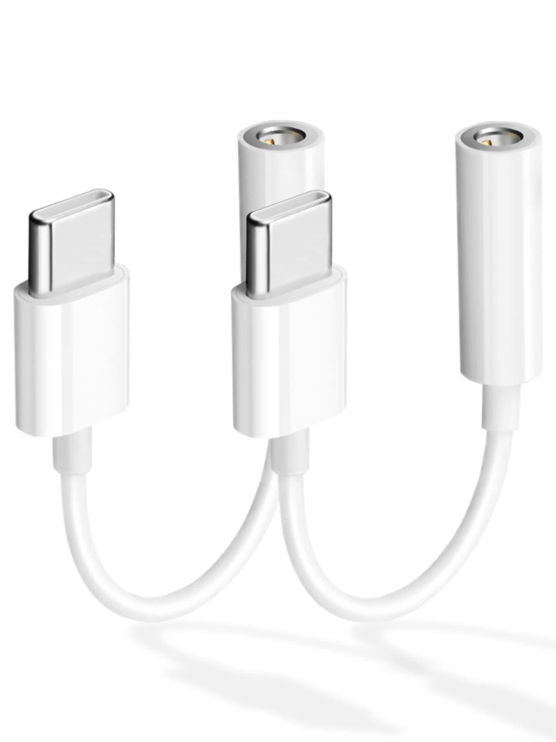 USB C to 3.5mm Headphone Adapter [2Pack] USB C to 3.5mm Headphone Audio Jack Dongle Earphone Accessories Compatible with Samsung Galaxy S22/Note20/Huawei Mate 40/P30/Pixel 4/3/2/XL/One Plus/Xiao mi