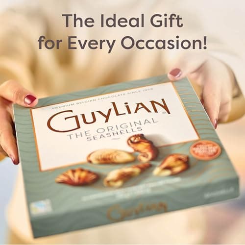 Valentines Day Chocolate Seashells, 8.82 oz Gift Box (Pack of 6), 22 Gourmet Hazelnut Praliné Truffles by GuyLian, Assorted White, Milk & Dark Belgian Candy for Her and Him