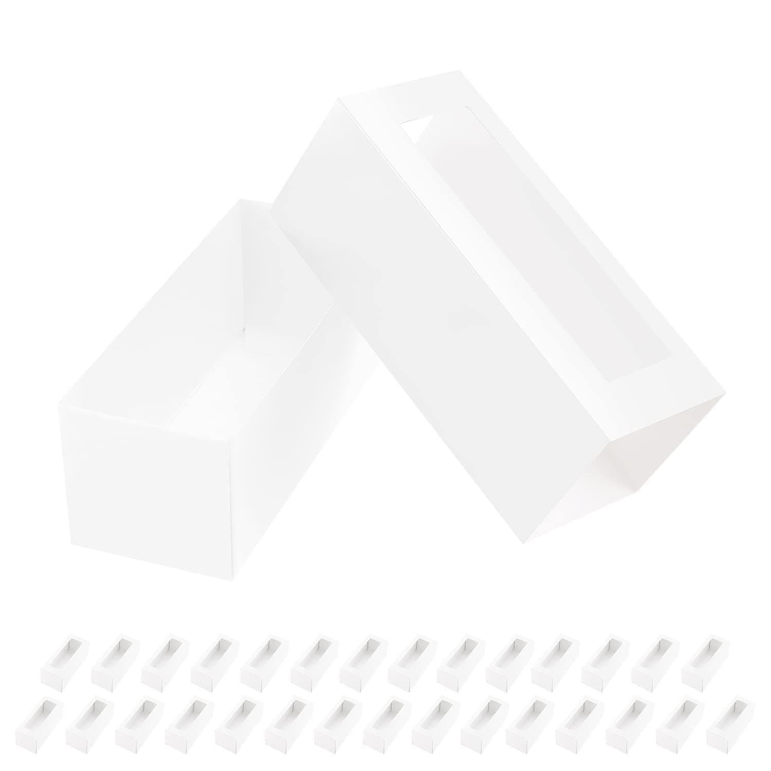 BAKIPACK 30 Macaron Boxes for 4 or 5 Macarons White Macaron Gift Boxes, Candy Boxes, Macarons Box with Clear Window (Interior Measurement 4.8" x 1.9" x 1.9" without Macaron inside)