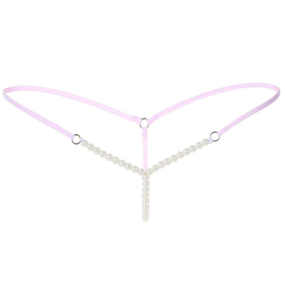 TWGONE Sexy Women Pearl G-String and Thongs Solid Low Waist Erotic Underwea