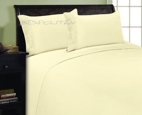 Elegance Linen 1500 Thread Count PLEATED DESIGN Egyptian Quality Luxurious Silky Soft WRINKLE RESISTANT 4 pc Sheet set, Deep Pocket Up to 16" - All Size and Colors, Queen Beige