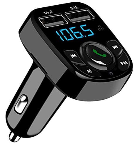 SOOTEWAY FM Transmitter Bluetooth 4.2 Car Radio Audio Adapter, FM Modulator Car MP3 Player Handsfree Car Kit Support 5V 3.1A Dual USB Ports/Voltage Detection, Play USB Disk/SD Card(32G)
