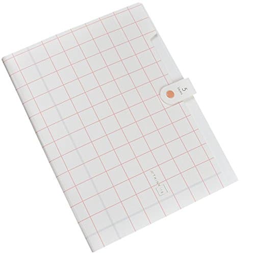 5 Pockets Expanding File Folders with 2 Pack Labels- Fit Letter Size & A4- Pink Plaid Print Portable Accordion Organizer for School Work, Office Document, Receipts and Greeting Cards by PheoGood