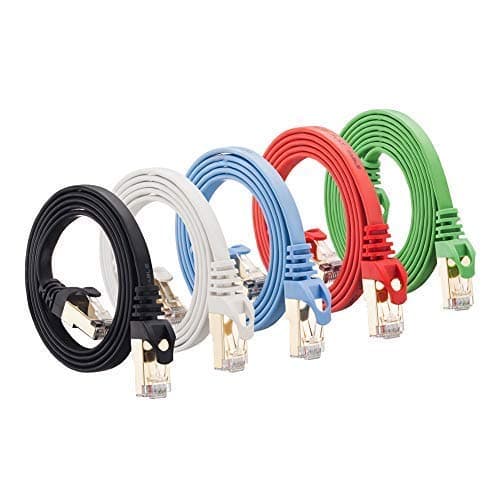 Ethernet Patch Cable, 6ft 5 Pack CAT7 Snagless RJ45 Ethernet Network LAN Flat UTP Patch Router Cable Ethernet LAN Cable UTP Cord Laptop Internet Cable for Modem, Router, LAN, Computer (6ft-5pack)