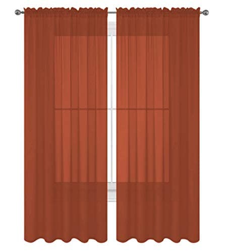 Decotex 2 Piece Solid Elegant Sheer Curtains Fully Stitched Panels Window Treatment Drape (54" X 63", Hot Pink)