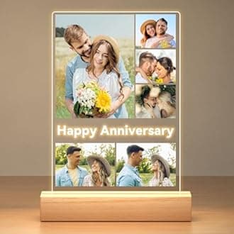 Custom Picture Frames with Photo, Personalized Photo Frame with Night Light, Customized Gifts for Couple, Personalized Anniversary Valentines Day Gifts for Women Men Her Him Boyfriend Girlfriend