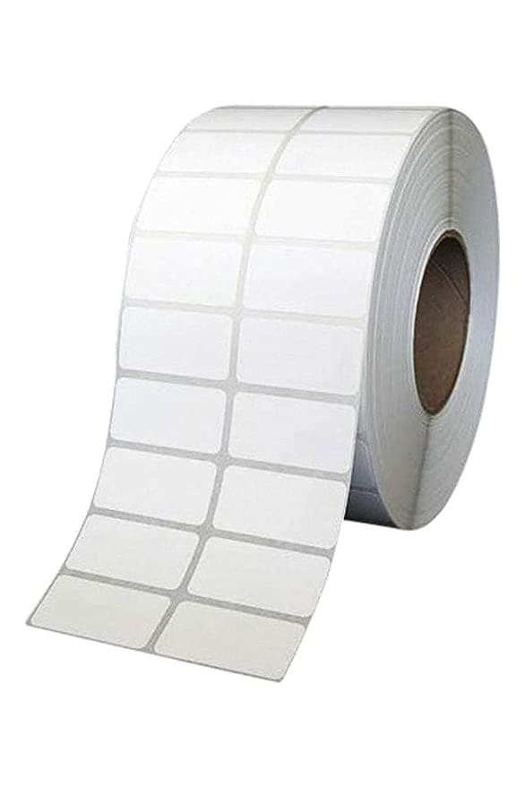 True-Ally 50x25 Direct Thermal Barcode Label Sticker - 2 x 1 inch - 50mm x 25mm - 2 Ups - 2000 Labels Per Roll - White Self Adhesive Sticker for Printing Barcoding (1 Roll Per Pack (2000 Labels))