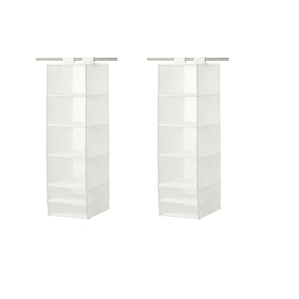 IKEA Organizer Hanging 6 Compartment Storage Closet, White (Set of 2, 13 ¾x17 ¾x49 ¼ , White)