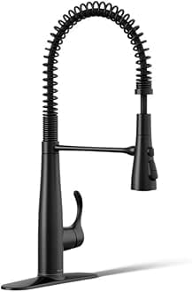 KOHLER 22033-BL Simplice Semi Professional Kitchen Sink Faucet, Pre-Rinse Kitchen Faucet, Commercial Faucet, Matte Black