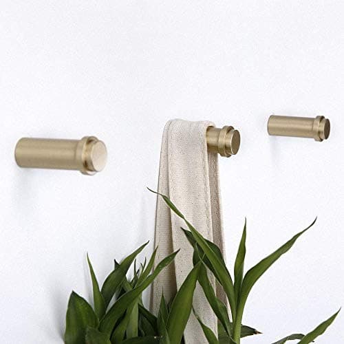 HoneiLife Coat Hooks Wall Hanger - Brass Coat Rack Wall Mounted Towel Hooks Metal Bathroom Hooks Kitchenware Organizer Handmade Wall Hook Rack Hat Hooks Key Holder-M,3 Pack
