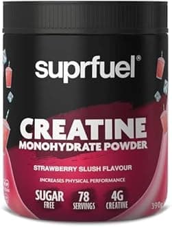 Food FactorSuprfuel Creatine Monohydrate Powder | Sugar Free, Vegan, Non GMO, 4g Creatine - 78 Servings (390g, Strawberry Slush)