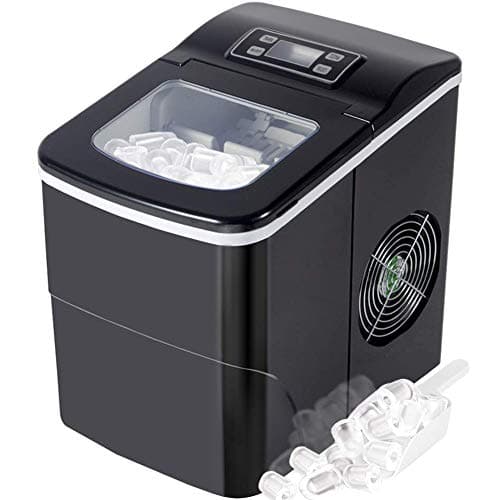 Tavata Countertop Compact Portable Ice Maker Machine with Self-clean Function, 9 Ice Cubes ready in 8 Minutes,Makes 26 lbs of Ice per 24 hours,with LCD Display (Black) 
