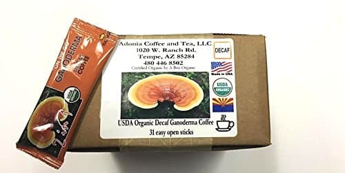 Organic Decaffeinated Ganoderma Black Coffee MADE IN THE USA 31 STICKS USDA CERTIFIED, NO FILLERS, VEGAN, DAIRY FREE, GLUTEN FREE