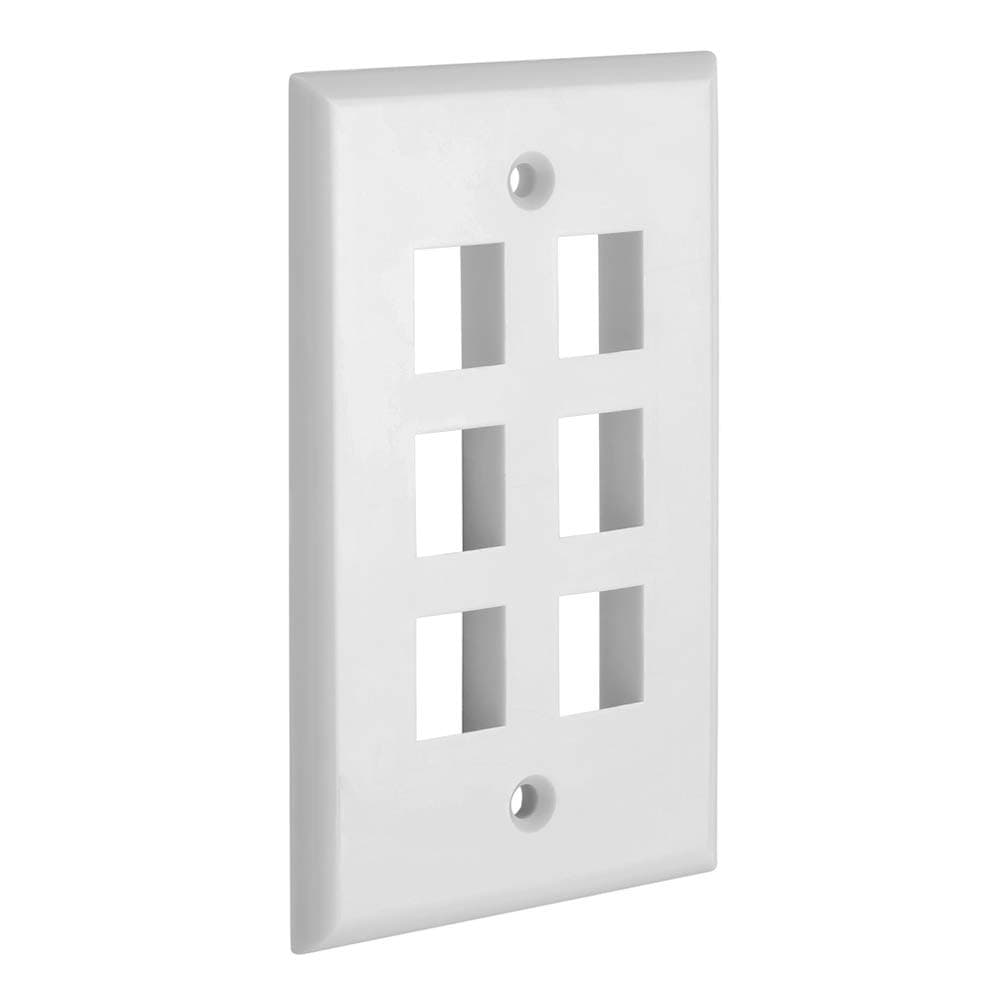 Cmple 6 Hole Keystone Jack Wall Plate, White