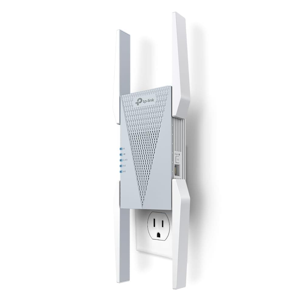 RE813XE AXE5400 Wi-Fi 6E Range Extender w/Ethernet Port | 5.4 Gbps Tri-Band Wireless Repeater Amplifier | Up to 2800 Sq. Ft., 96 Devices | 6 GHz Band, 160 MHz | APP Setup | OneMesh Compatible