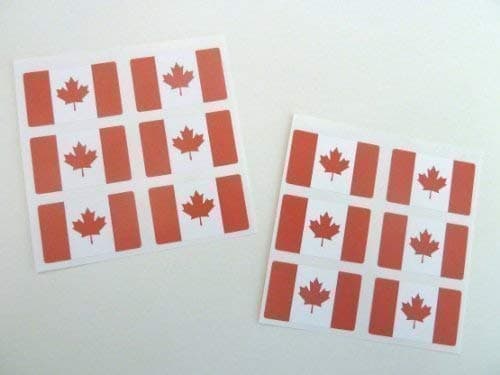 Mini Sticker Pack, 33x20mm Rectangle, Self-Stick Canada Labels, Canadian Flag Stickers