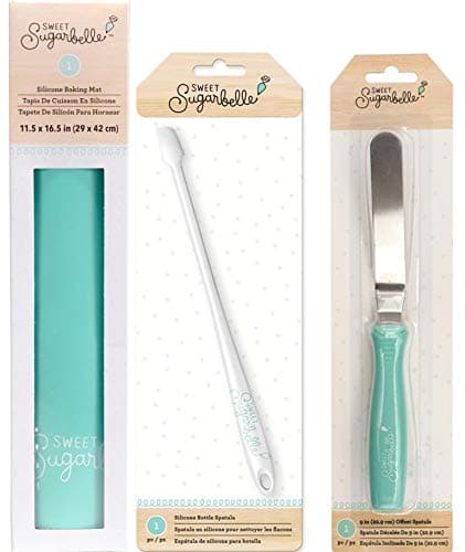 Sweet Sugarbelle Cookie Tools - Teal Silicone Baking Mat, Icing Bottle Spatula and Offset Spatula