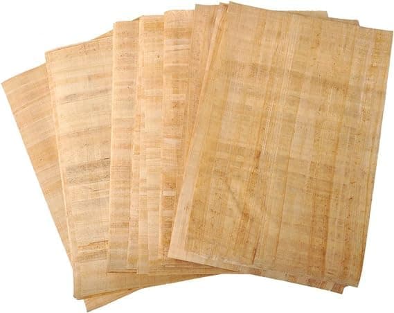 50 Blank Egyptian Papyrus Sheets for Art Projects and Schools 8x12 Inch (20x30 Cm) + 1 Bookmark Gift