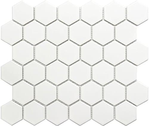 Ceramic mosaic hexagon 4, glossy white.