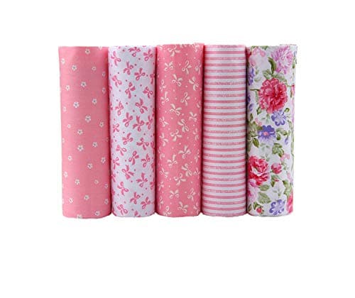 5 Different Colors Pink Floral Cotton Fabric Patchwork Textile Sewing Fabric for Doll Clothes Bags 4050 cm