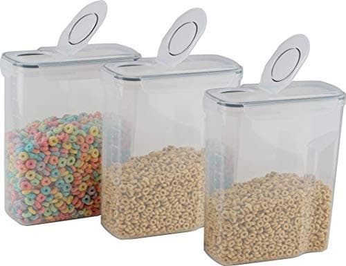 cereal container (3 PACK) - cereal storage containers made of clear plastic - cereal dispenser fits each 169 OZ / 21 cups - Leak proof