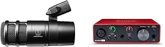 Audio-Technica AT2040 Hypercardioid Dynamic Podcast Microphone (at 2040) & Focusrite Scarlett Solo 3rd Gen USB Audio Interface, for The Guitarist, Vocalist, Podcaster or Producer
