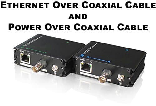 EoC (Ethernet Over Coax) & PoC (Power Over Coax) Adapter Converter Device Pair : BNC & RJ45 Jacks : Send Ethernet and PoE Power Signal 300ft Over Coaxial Cable : Business Grade