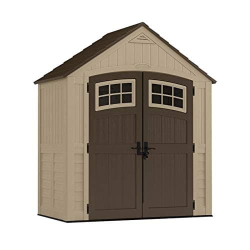 Suncast BMS7491D 7' 4-1, 2" x 8' 6-1, 2" Heavy-Duty Resin Sutton Storage Shed, Sand