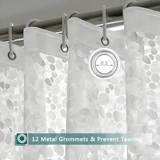 Kuber Industries (Pack of 2) Shower Polka Dot Curtains for Bathroom | Stone Print Waterproof Curtain | PVC Washroom Curtain | 9 Feet | Transparent