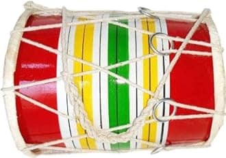 GT manufacturersWooden Musical Instrument Baby Dholak Drum Rope & Ring Design .1(Muti Colour)