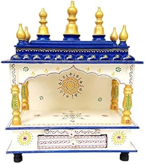 Wooden Hindu Pooja Mandir Handmade Temple Mandap Worship for Home and Office Wall Decor