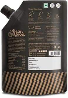 Bean Good Indian Brewed Coffee Concentrate - Serves 20 Cups – 200ml Instant South Indian Filter Coffee Decoction - 80% Coffee & 20% Chicory Blend - Just Add Hot Water/Milk/Sugar