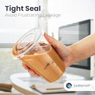 Fit Meal Prep 800 Pack 20 oz Plastic Iced Coffee Cups with Flat Lids and Black Straws, Disposable Clear Cup, BPA Free Cup for Party, Smoothie, Cold Drinks, Juice, Milkshake, Bubble Boba, Tea