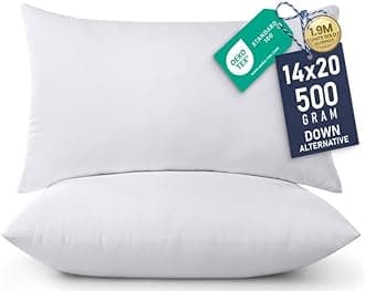 Utopia Bedding Throw Pillows Insert (Pack of 2, White) - 14 x 20 Inches Bed and Couch Pillows - Indoor Decorative Pillows (UB2581)