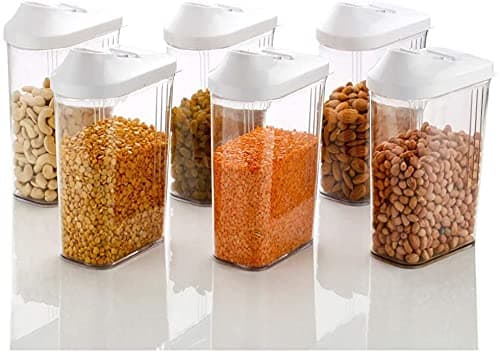H&H Creation Dispenser Easy Flow Kitchen Container Storage Jar Box for Cereal Spices Pulse Container (750ml_Set of 6)