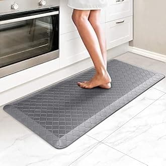 HappyTrends Anti-Fatigue Floor Mat - 4/5 Inch Thick, Waterproof Non-Slip, Heavy Duty Ergonomic Comfort Rug for Kitchen, Office, Sink, Laundry (17.3" x 39", Gray)