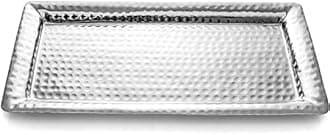 Monarch Abode Decorative Tray – 16-Inch Hand Hammered Nickel Finish Metal Bathroom Tray Countertop, Vanity Trays Organizer, Perfume Plate for Dresser, Kitchen Countertop Large Fruit Platter