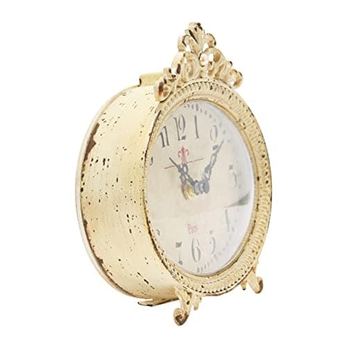 Creative Co-op Distressed Pewter, Cream Mantel Clock