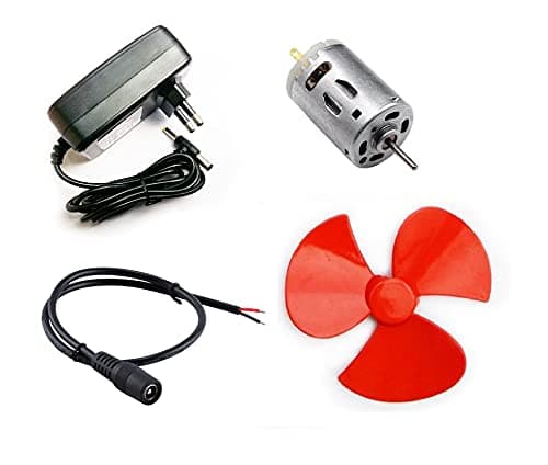 385 DC Motor 12V Brush DC Motor High Speed Micro DC Motor Brushed with 3 Wing Propeller and 12v Powerful Adapter DIY Kit