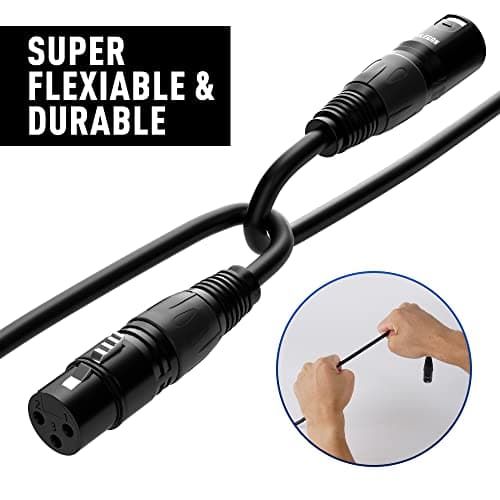 XLR Cable Microphone Cable 100 Feet,Elecan Heavy Duty Balanced XLR Speaker Cable (From 25-200FT) 3-Pin Shielded Male to Female Mic Cord,DMX Stage Lighting Patch Cable for Speaker Systems Mixer+10 Ties