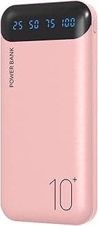 YOBON Power Bank 10000mAh Mobile Phone Power Bank External Battery Pack, Compatible for Huawei iPhone 12 11 X iPad Samsung Galaxy S20 Android Tablet More (Pink)