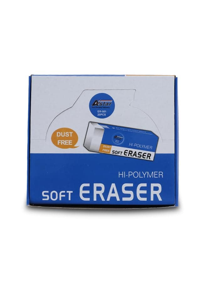 Rahalife Hi-Polymer Soft Eraser|For erasing performance for School, Office and Home 20pcs/Box|Dust Free Eraser
